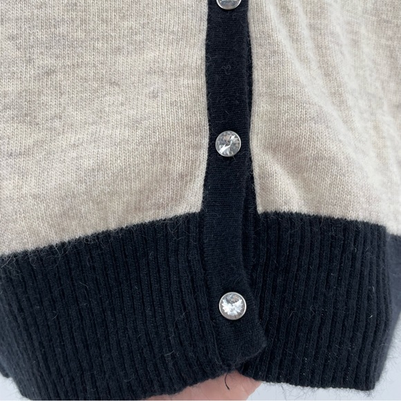 BCBGMaxAzria Cardigan Sweater Cream Angora Wool Blend Buttoned L - Picture 2 of 5
